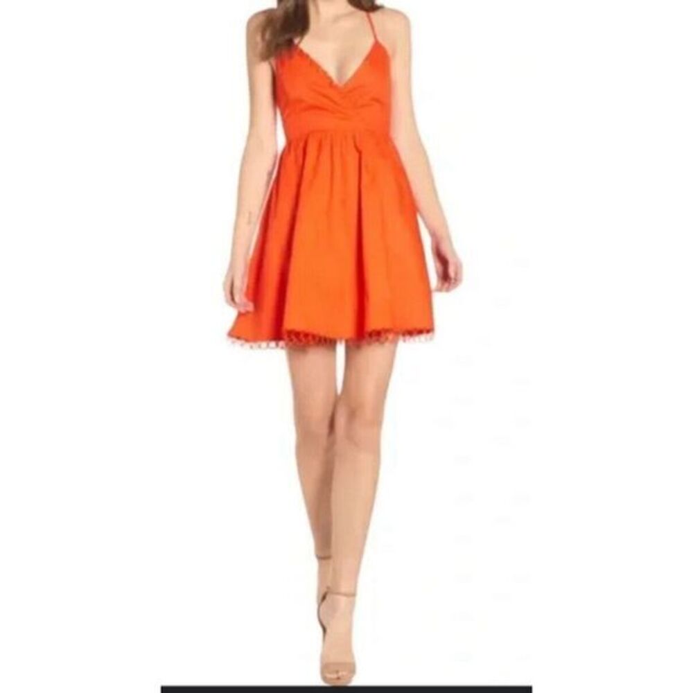 NWT Women's Endless Rose Orange Circle Hem Thin Strap Flare Skirt Dress‎ SMALL